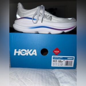 Hoka Bondi 9 Ultra-Cushioned Sneakers - Cosmic Grey / White